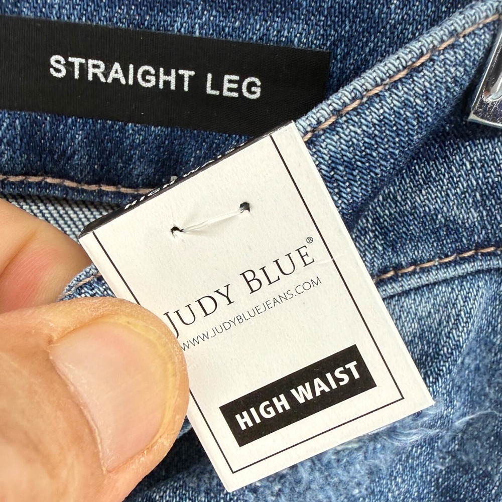 Judy Blue Seeing Rainbows Cropped Jeans High Waist‎ Straight Leg Blue 11/30 NWT - Picture 6 of 9